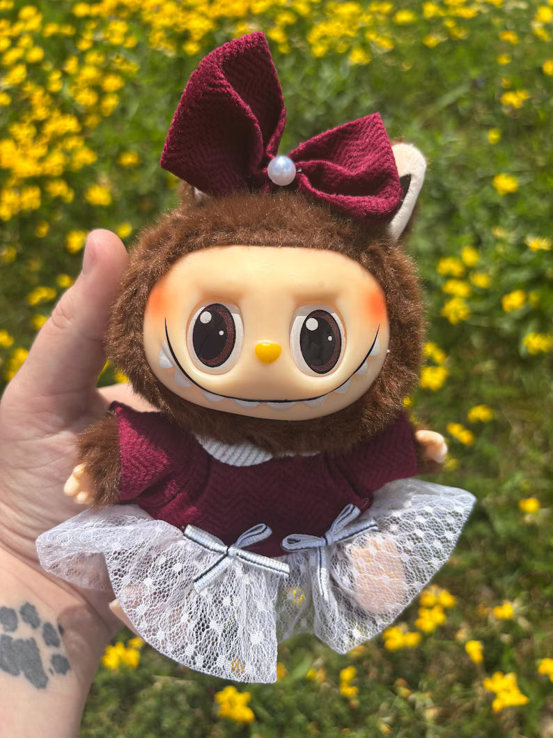 Burgundy Dress Labubu Clothes – Press Obsessed Boutique