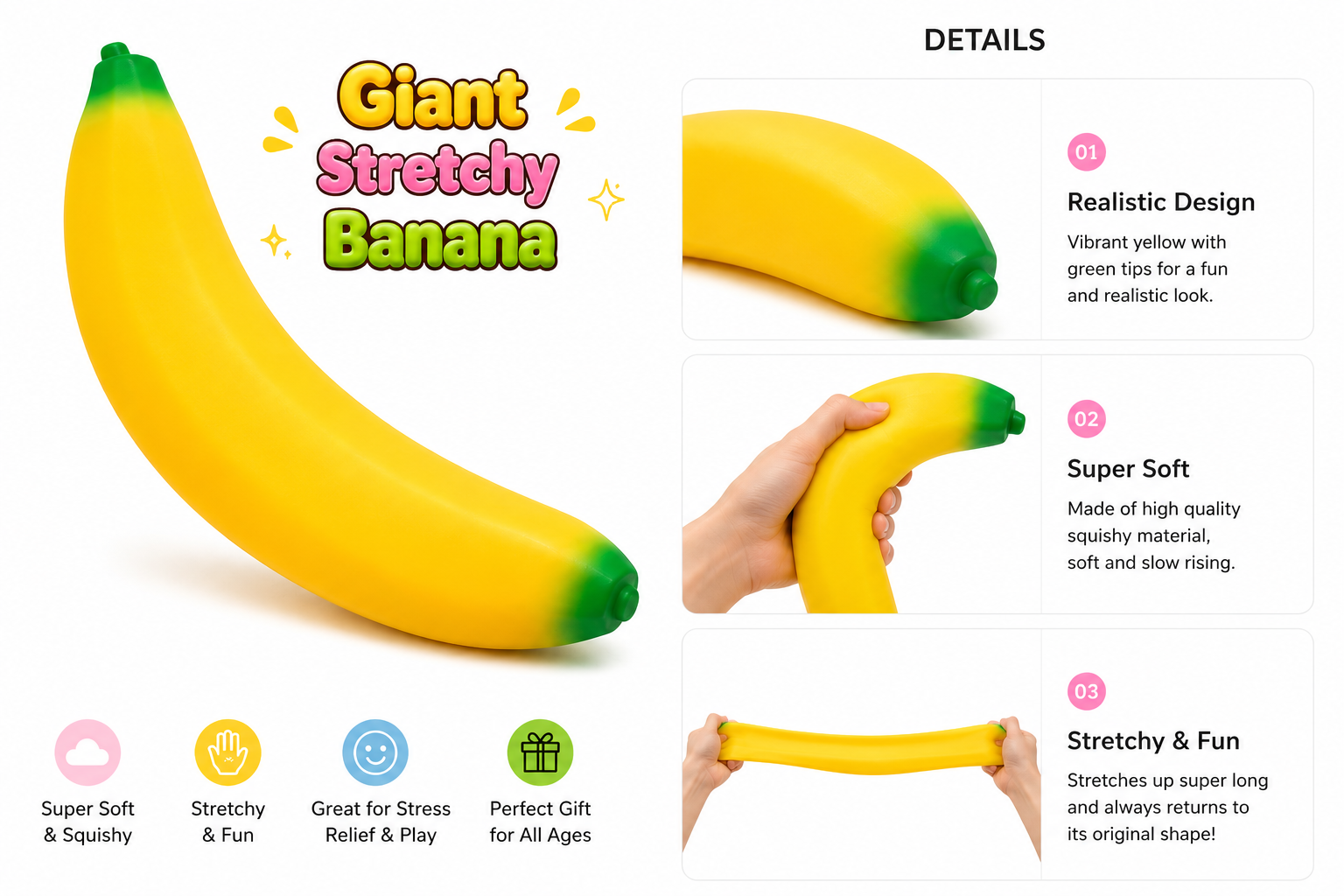 Jumbo Banana Squishy | Giant Stress Relief Toy Canada