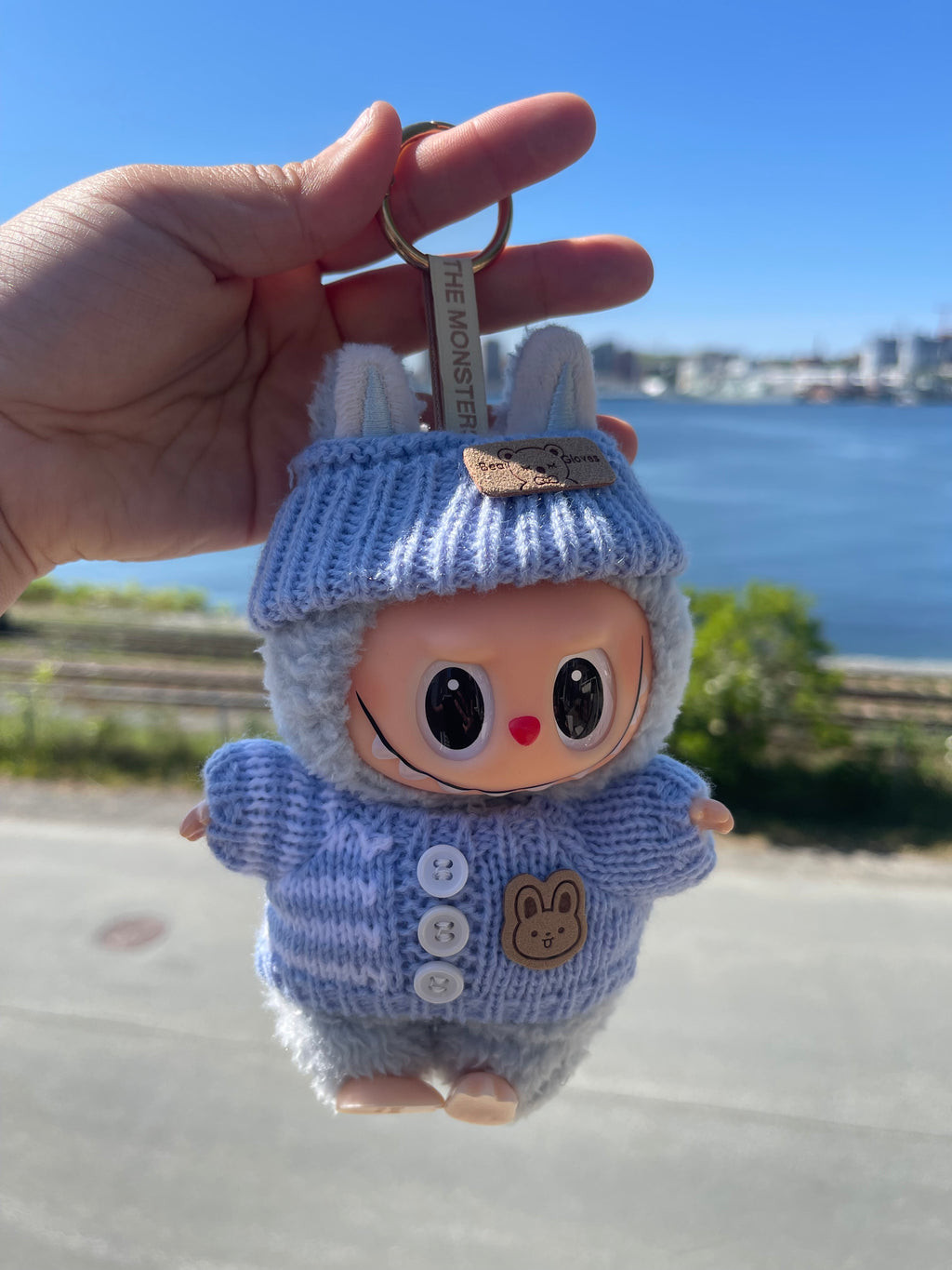 Blue Striped Knit Sweater w Hat