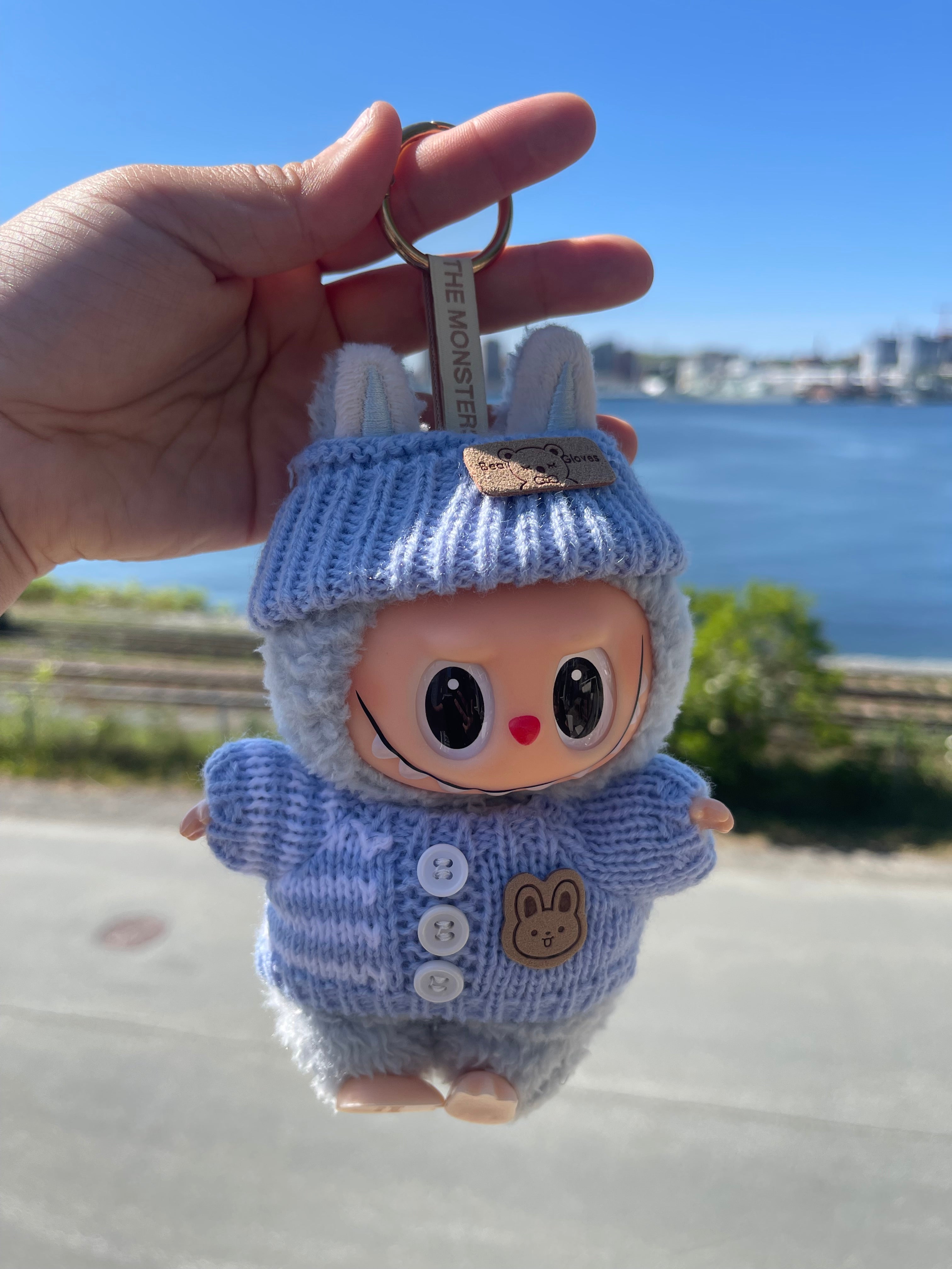 Blue Striped Knit Sweater w Hat